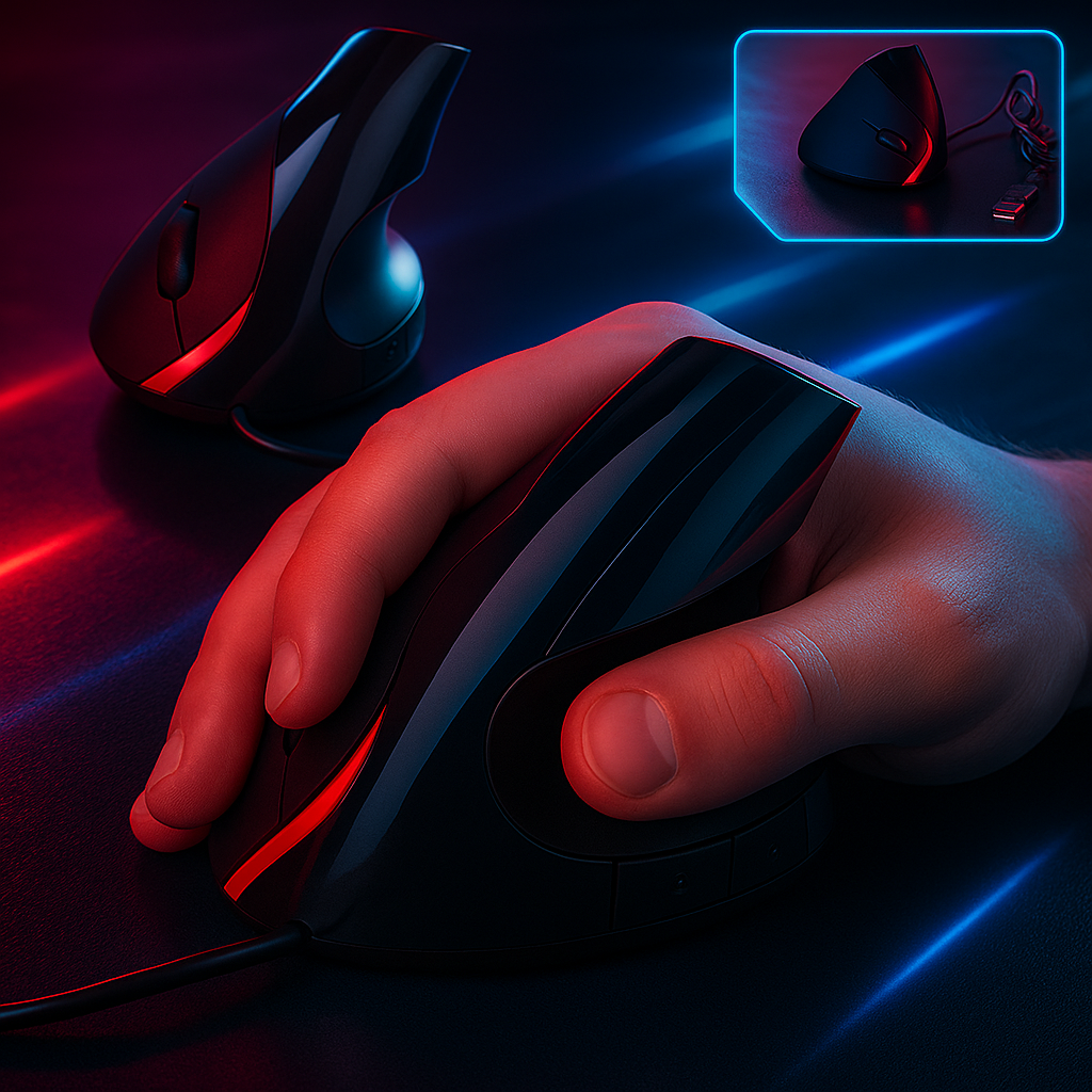 Mouse Vertical D2 Cable – Control Ergonómico, Precisión Gamer