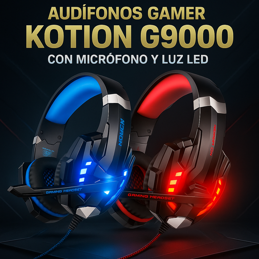 Audífonos Gamer Kotion G9000 Pro con Micrófono y Luz LED
