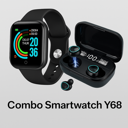 Combo Smartwatch Y68 + Audífonos M10