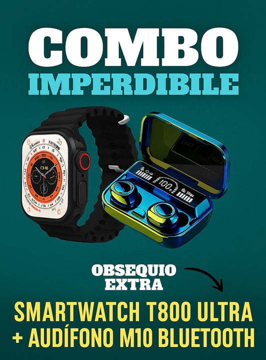 Combo Imperdible: Smartwatch T800 Ultra + Audífono M10 Bluetooth